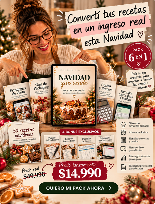 Navidad que Vende: pack 6 en 1 para convertir tus recetas en un ingreso real esta Navidad, precio de lanzamiento $14.990